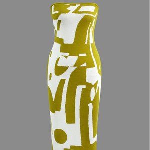 Geometric Pattern Strapless Knit Maxi Dress from MICAS
